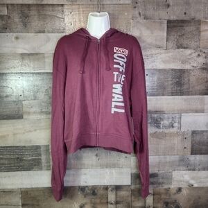 New Vans Sidewalls Stamp Burgundy Crop Zip Hoodie